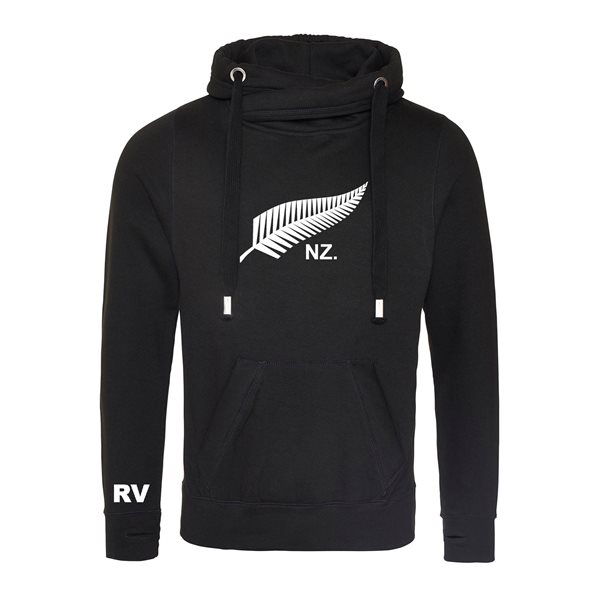 Bild von Rugby Vintage - Neuseeland Retro Rugby Kapuzenpullover - Schwarz