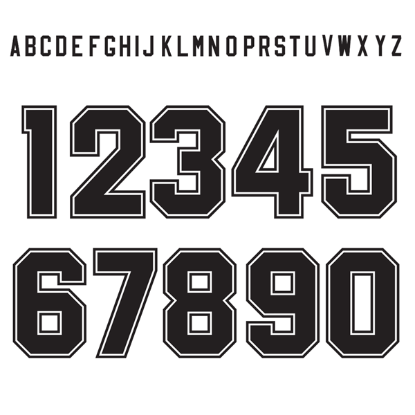 Bild von Retro Block Keyline Style Buchstaben & Zahlen - Schwarz