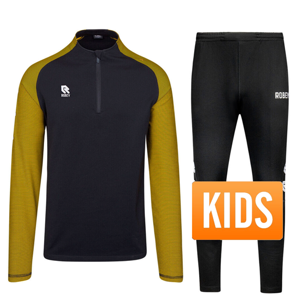 Robey - Performance Half-Zip Trainingspak - Zwart/ Geel - Kinderen