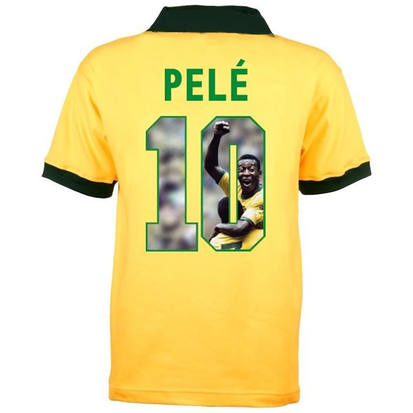 Brazil Retro Football Shirt WC 1958 + Pelé 10 (Photo Style)