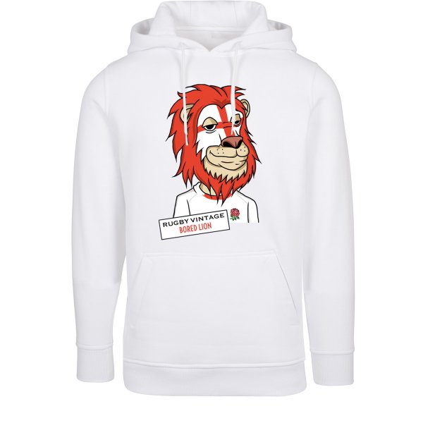 Rugby Vintage - England Bored Lion Hoodie - White