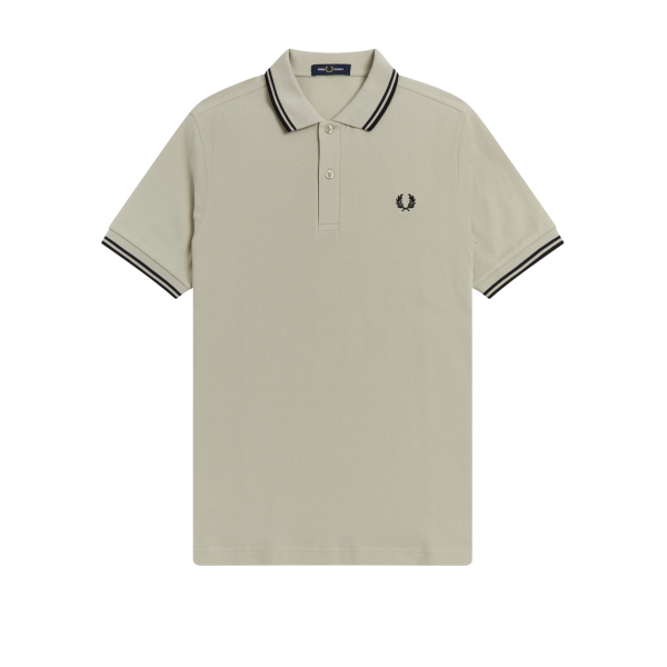 Fred Perry - Twin Tipped Polo Shirt - Light Oyster/ Navy/ Black