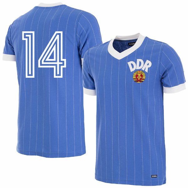 DDR Retro Voetbalshirt 1985 + Nummer 14