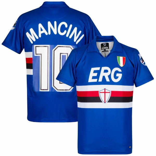 Sampdoria Retro Football Shirt 1991-1992 + Mancini 10