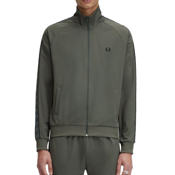 Fred Perry - Contrast Tape Track Jacket - Field Green/ Black