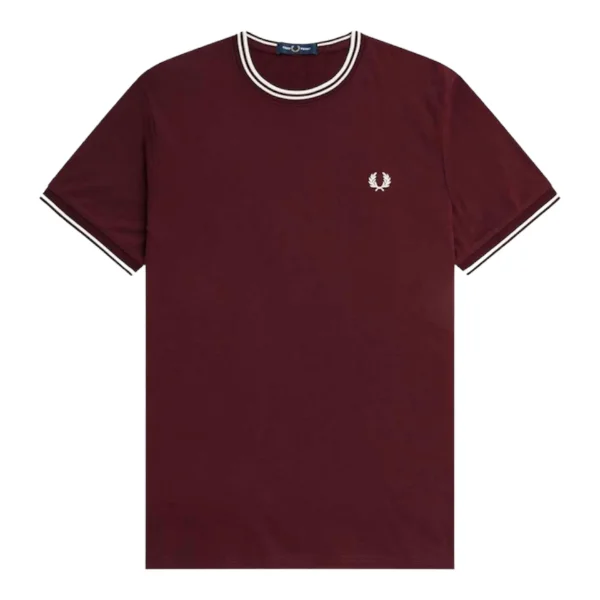 Bild von Fred Perry - Twin Tipped T-Shirt - Oxblood/ Ecru
